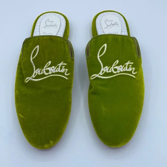 Christian Louboutin Green Velvet Slippers Christian Louboutin Green Velvet Dandelion Loafers Size 40  main image 4